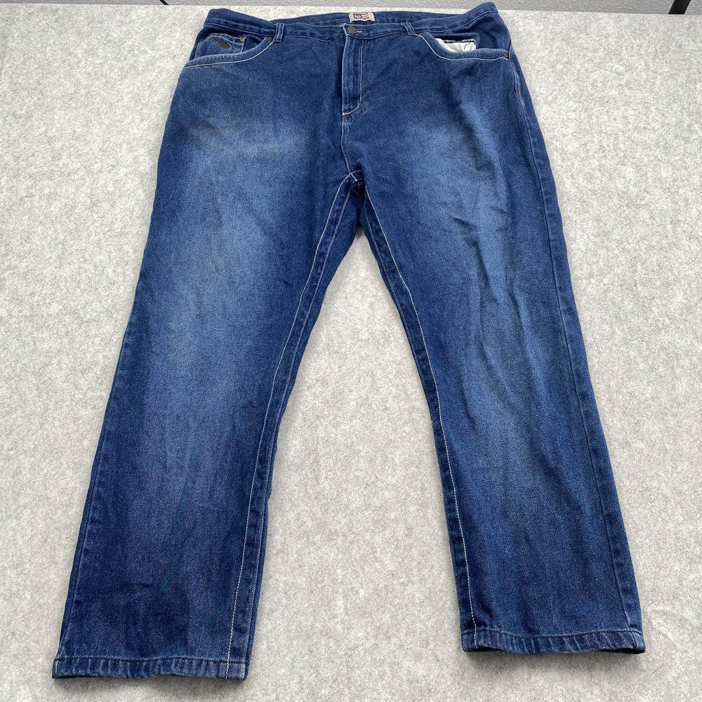 Phat Farm Jeans Mens 44x32 (43x28) Blue Medium Wash Straight Big & Tall *STAIN*